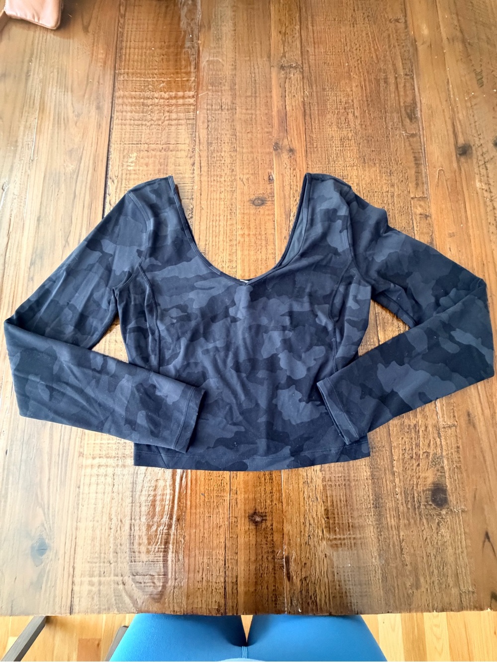 Lululemon Cropped Black Camo Scoop-Neck Long-Sleeve Top 6